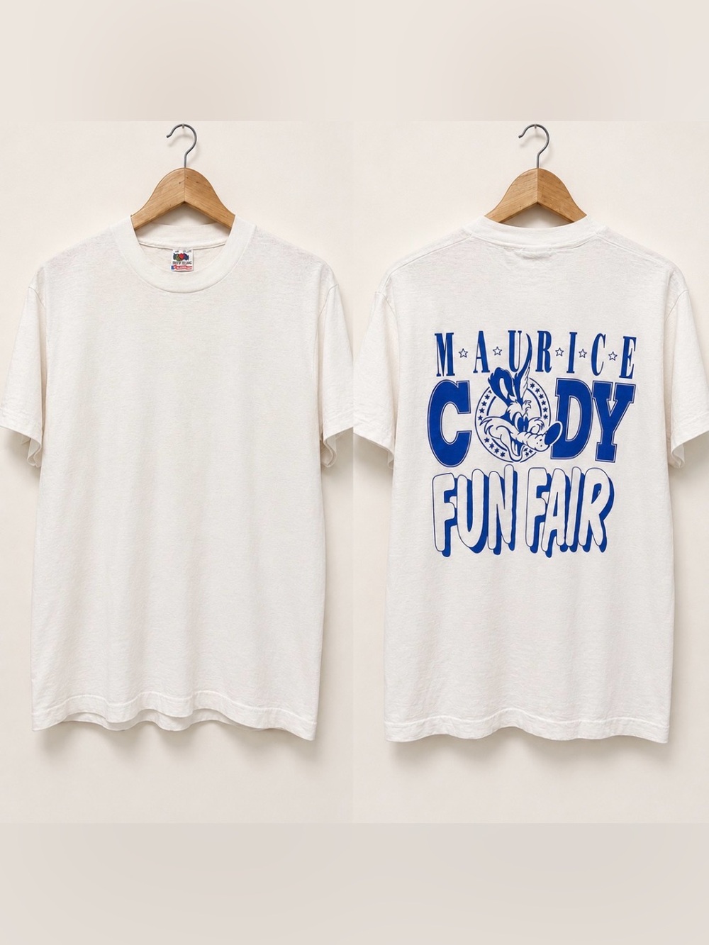 Vintage Early 90s Single Stitch Maurice Cody Fun Fair Graphic Tee USA White Med